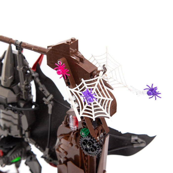 Gothic Metal Mechanical Bat with Display Stand and Spiderweb Decor Building Blocks - LesDiy -