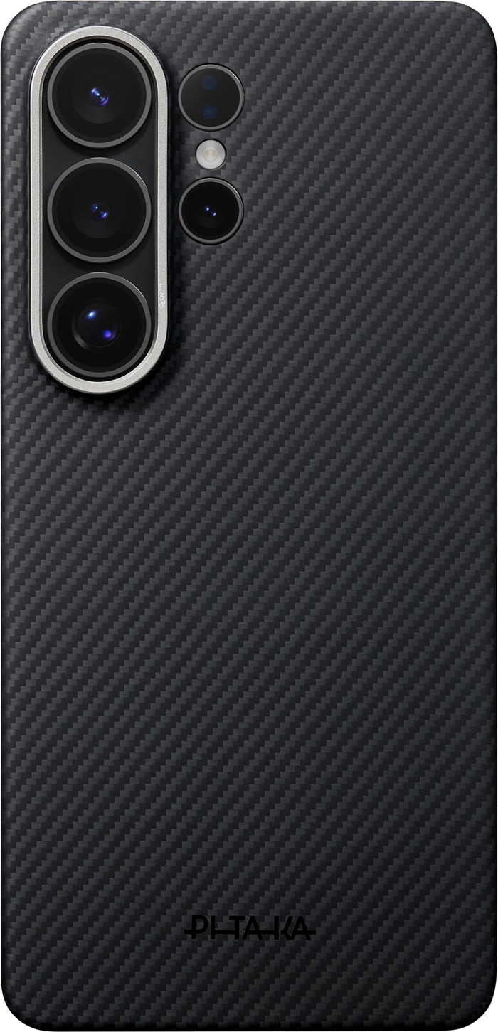 Husă Pitaka Edge Case, Black/Grey Twill (Aaron Button) — Samsung Galaxy S26 Ultra