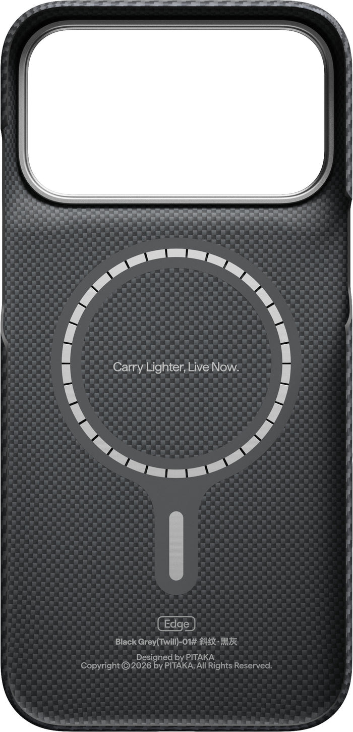 Husă Pitaka Edge Case, Black/Grey Twill — iPhone 18/17 Pro Max