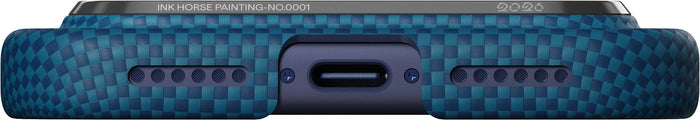 Husă Pitaka Edge Case, Ink Horse Azure Green — iPhone 17 Pro