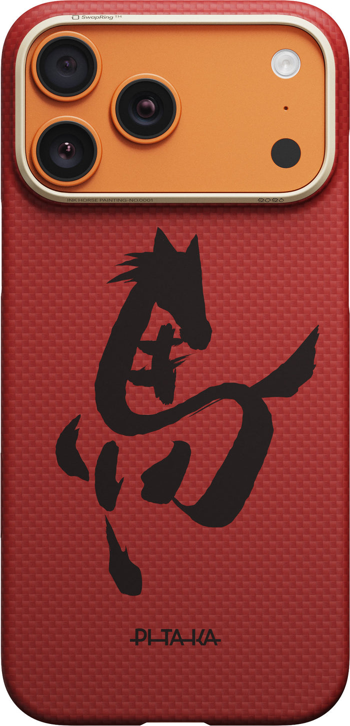 Husă Pitaka Edge Case, Ink Horse Cinnabar — iPhone 17 Pro