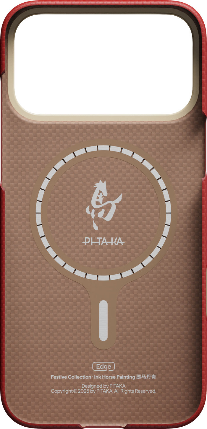 Husă Pitaka Edge Case, Ink Horse Cinnabar — iPhone 17 Pro