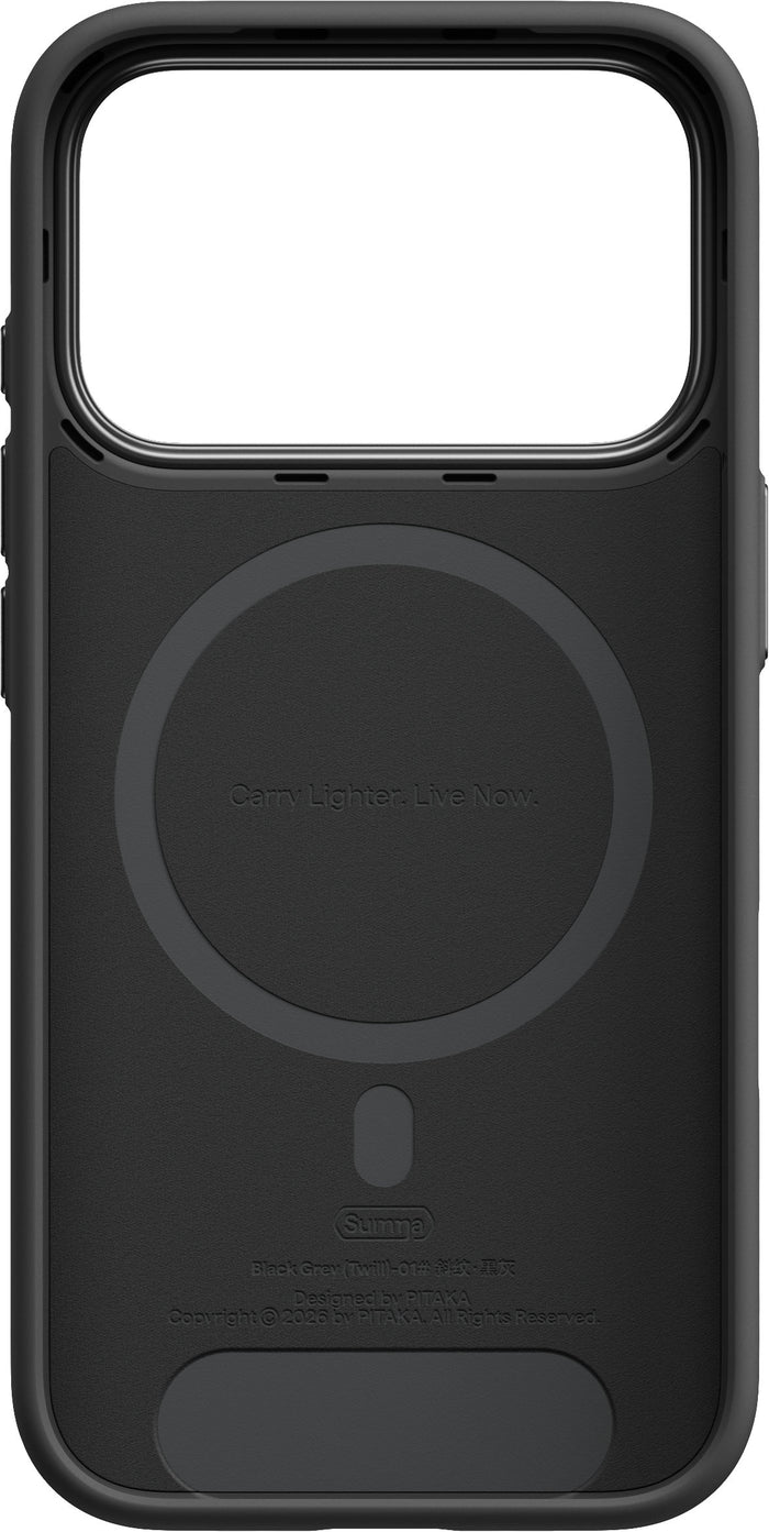 Husă Pitaka Summa, Black/Grey Twill — iPhone 18/17 Pro
