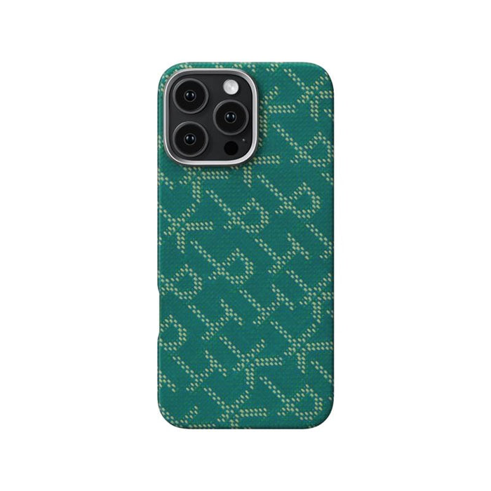 Husă Pitaka Tactile Woven, PTK Green/Gold — iPhone 16 Pro