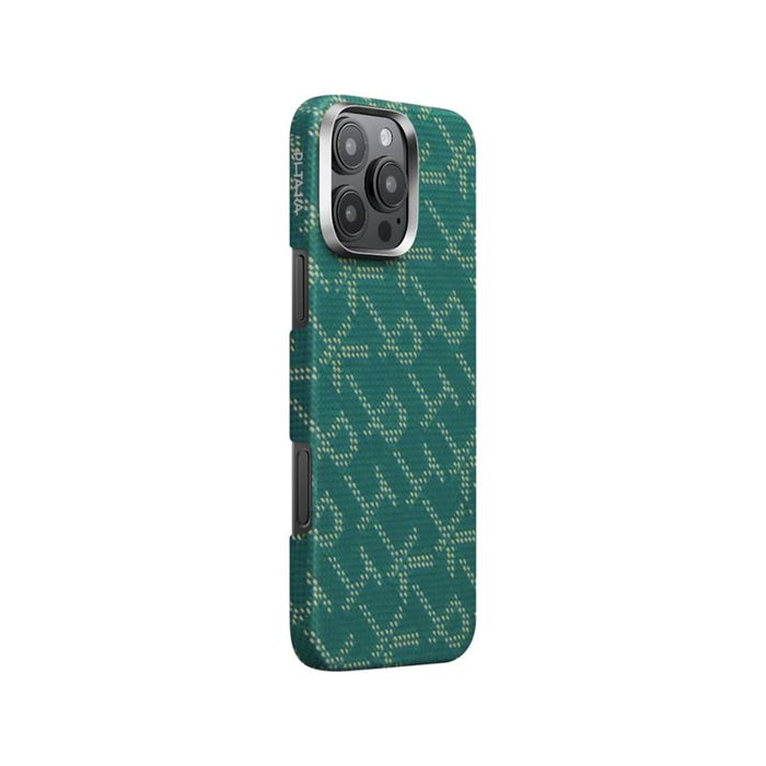 Husă Pitaka Tactile Woven, PTK Green/Gold — iPhone 16 Pro
