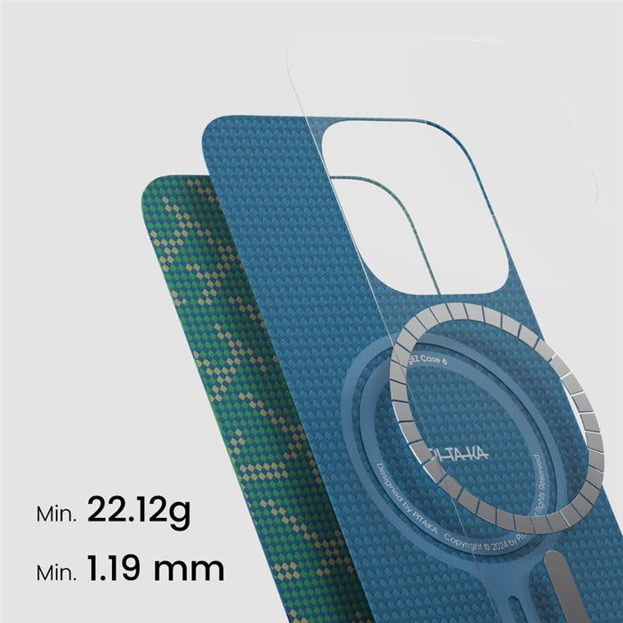Husă Pitaka Tactile Woven, PTK Green/Gold — iPhone 16 Pro
