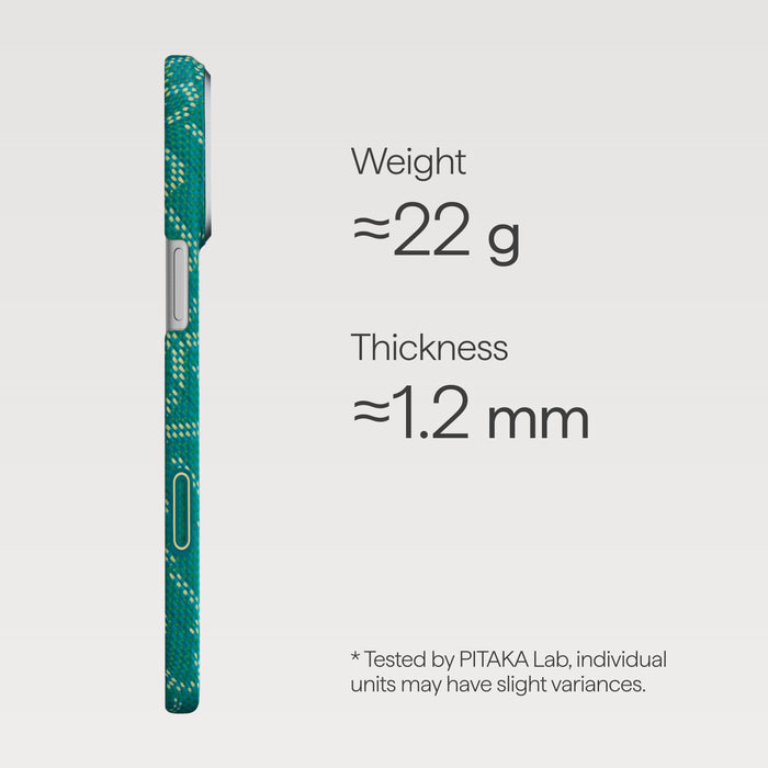 Husă Pitaka Ultra-Slim, Monogram-Gold/Green — iPhone 17 Pro Max