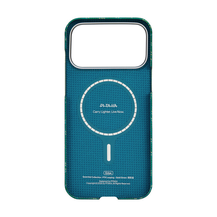 Husă Pitaka Ultra-Slim, Monogram-Gold/Green — iPhone 17 Pro