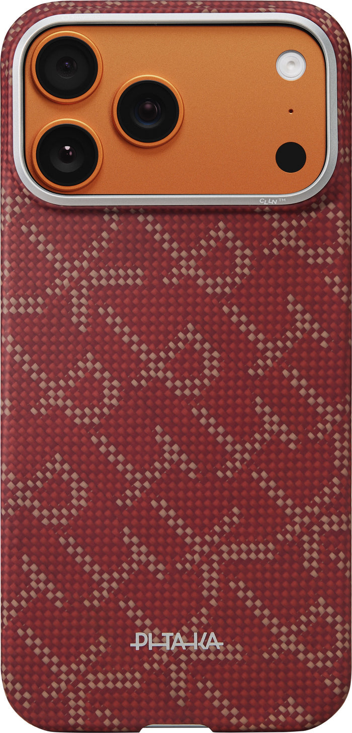 Husă Pitaka Ultra-Slim, Monogram-Gold/Red — iPhone 17 Pro Max