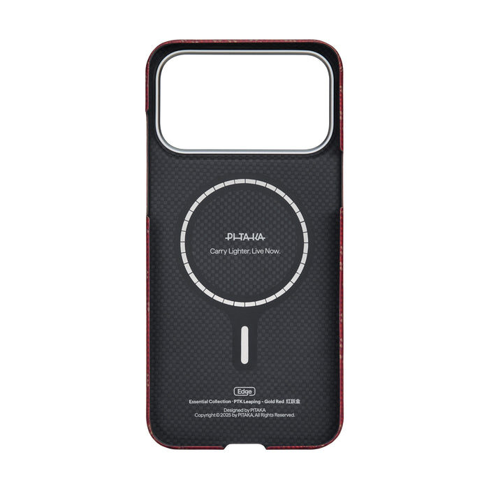 Husă Pitaka Ultra-Slim, Monogram-Gold/Red — iPhone 17 Pro