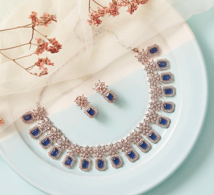 Imperial Blue Stone Necklace Set