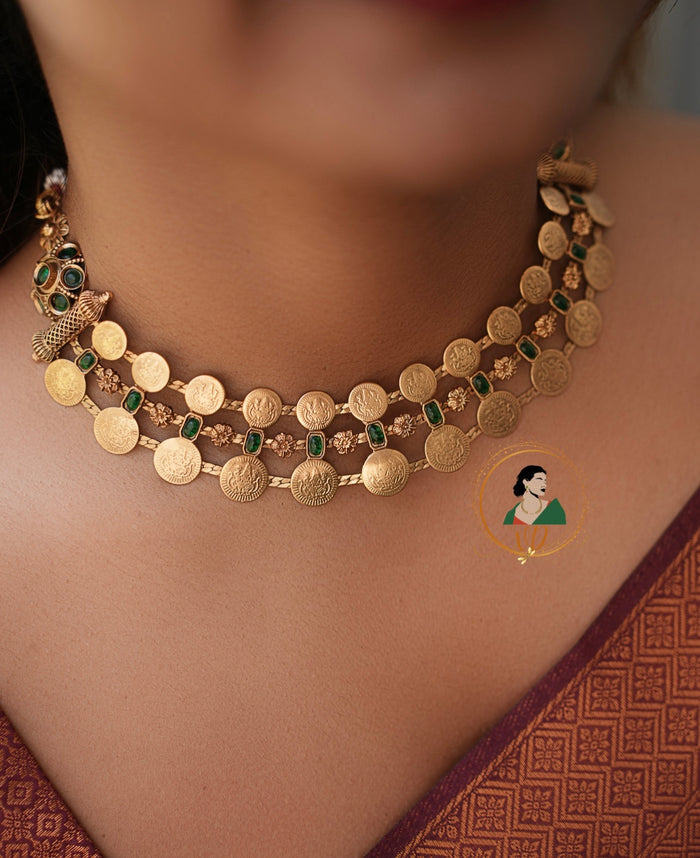 Kerala Style Dual Layer Kasu Necklace
