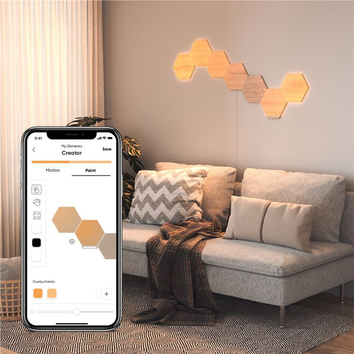 Kit 7 panouri luminoase Nanoleaf Elements Hexagons Starter Kit, Wi-Fi