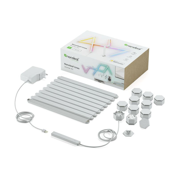 Kit 9 bare luminoase RGBW Nanoleaf Lines Starter Kit, Wi-Fi