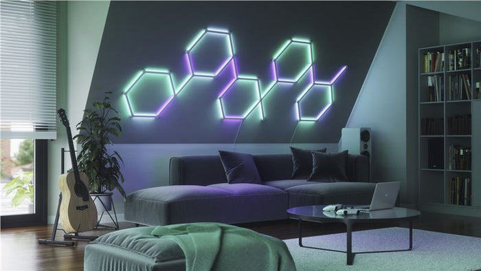 Kit 9 bare luminoase RGBW Nanoleaf Lines Starter Kit, Wi-Fi