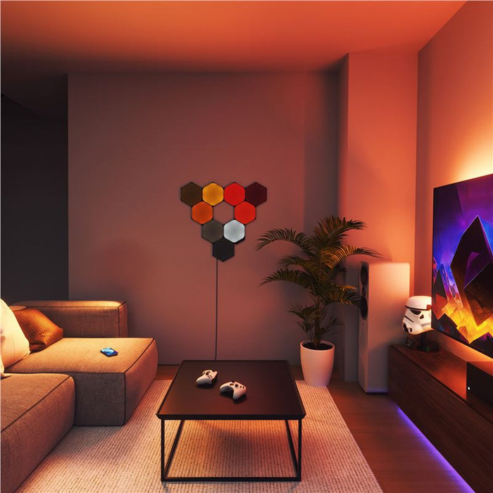 Kit 9 panouri luminoase Nanoleaf Shapes Black Hexagons Starter Kit, ediție limitată