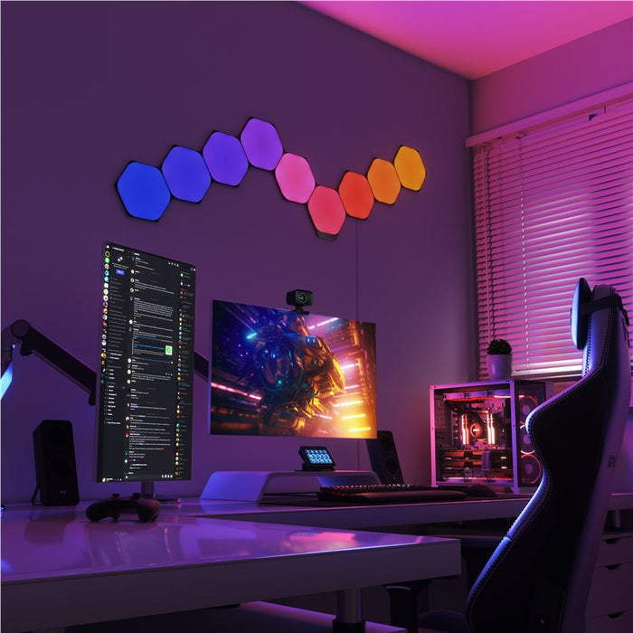 Kit 9 panouri luminoase Nanoleaf Shapes Black Hexagons Starter Kit, ediție limitată