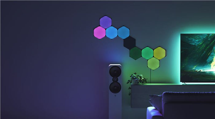 Kit 9 panouri luminoase Nanoleaf Shapes Black Hexagons Starter Kit, ediție limitată