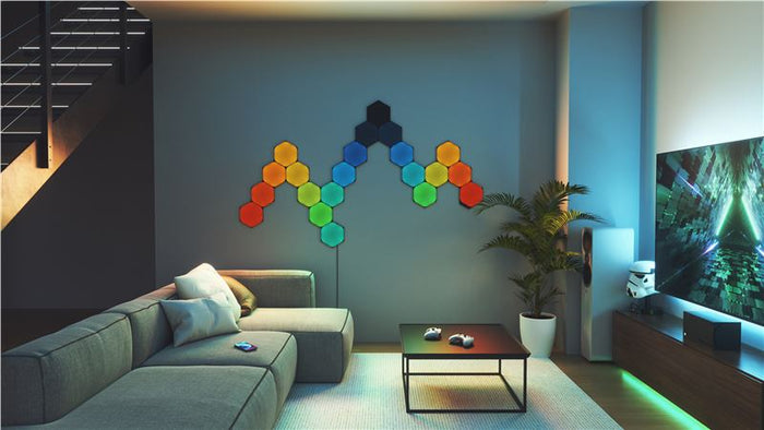 Kit 9 panouri luminoase Nanoleaf Shapes Black Hexagons Starter Kit, ediție limitată