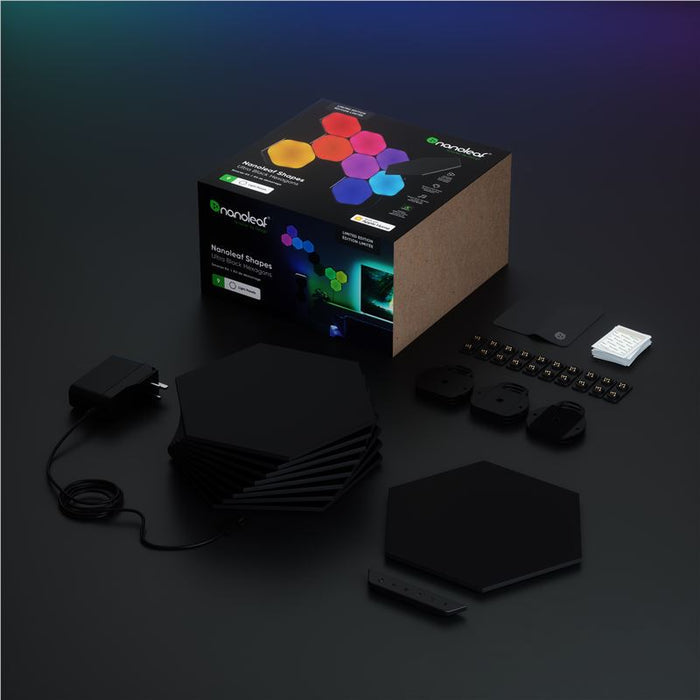 Kit 9 panouri luminoase Nanoleaf Shapes Black Hexagons Starter Kit, ediție limitată