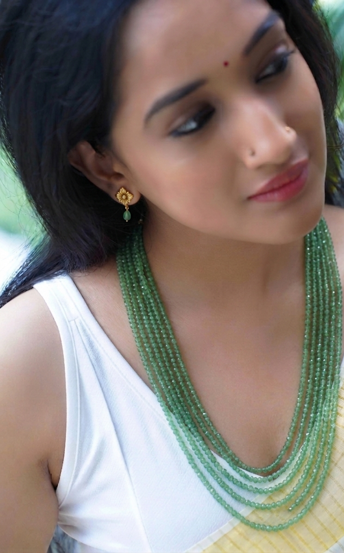 Layered Pastel Green Agade Beads Haram