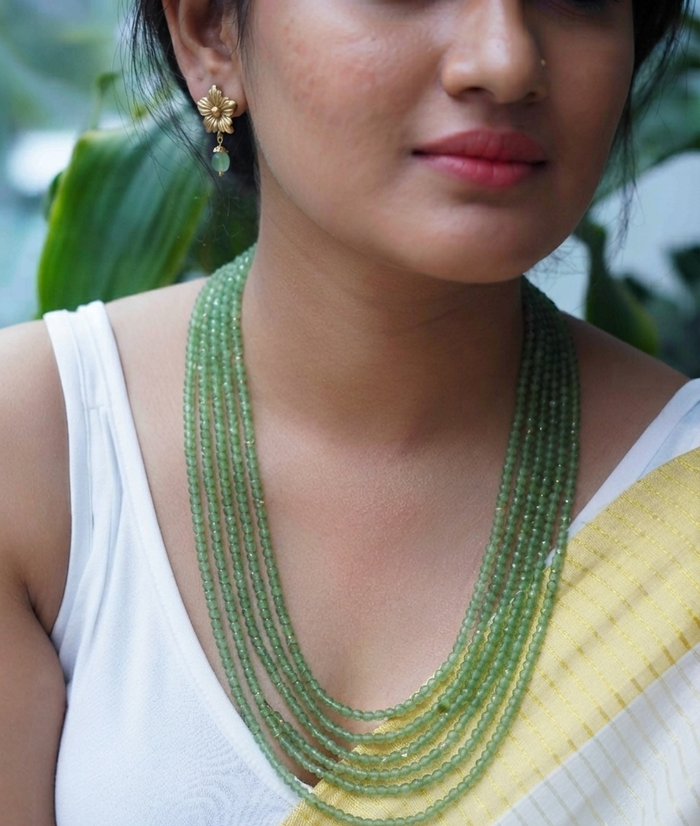 Layered Pastel Green Agade Beads Haram