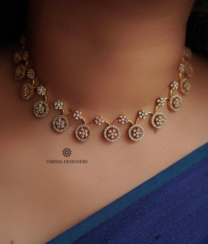 Light Weight Diamond Look White Stone Necklace