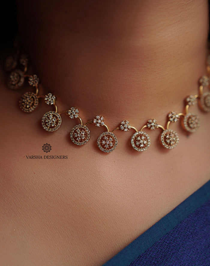 Light Weight Diamond Look White Stone Necklace