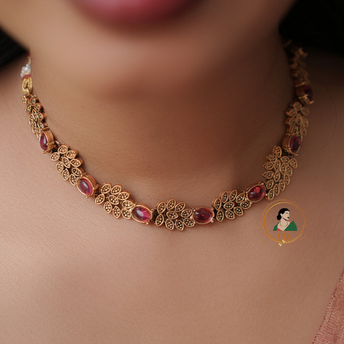 Light Weight Ruby Leaf Necklace