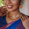 Matte Finish Golden Gungru Necklace Set