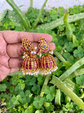 Matte Finish Peacock Kemp Jhumkas