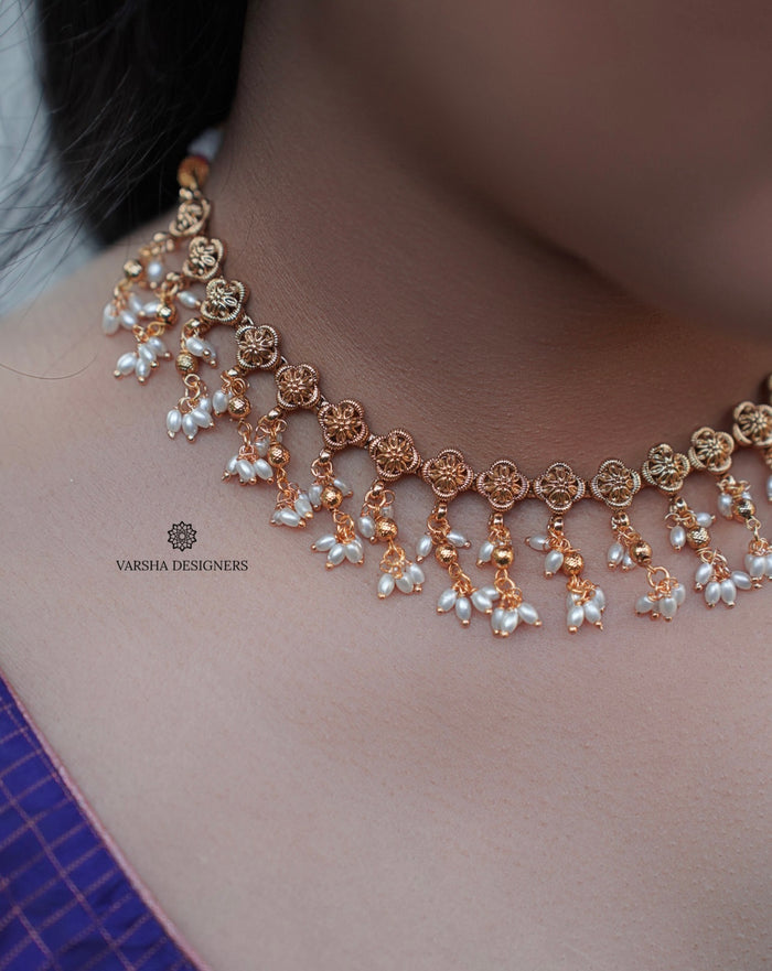 Matte Finish Pearl Necklace Set