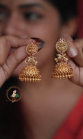 Matte Finish Ruby Lakshmi Jhumkas