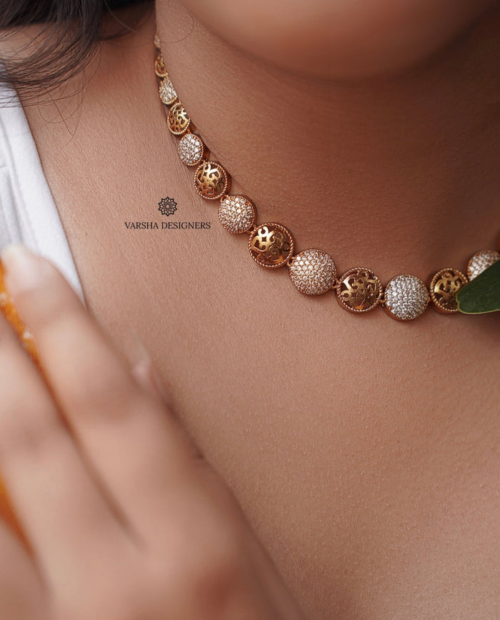 Matte Finish White Stone Necklace Set