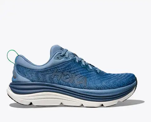 Hoka Men's Gaviota 5 Athletic Shoe in white color with mesh upper material and a stable H-Frame technology.