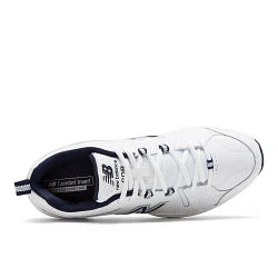 White athletic shoe with New Balance logo on a white background