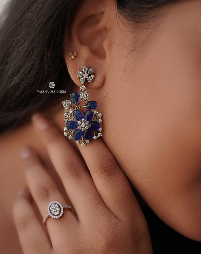 Midnight Blue Party Wear Earrings