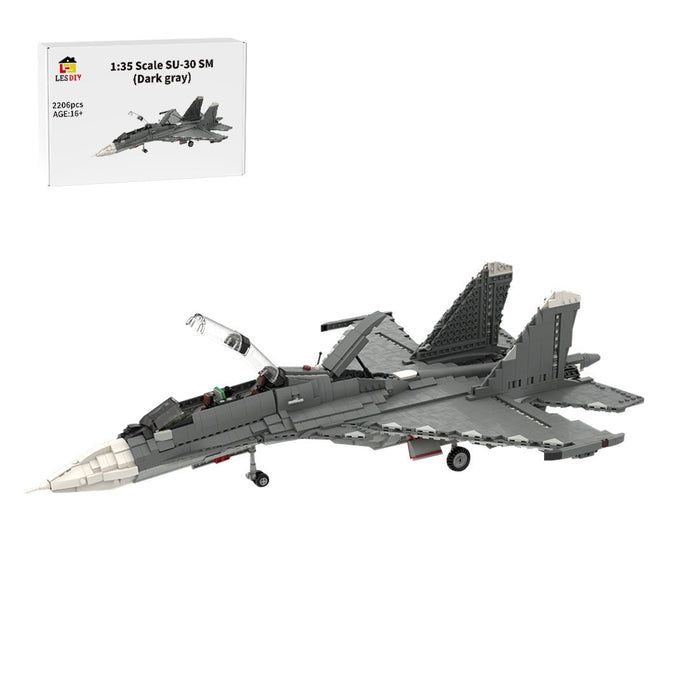 MOC - 101051 1/35 Scale Sukhoi SU - 30 SM Building Blocks - LesDiy - building blocks - Gray
