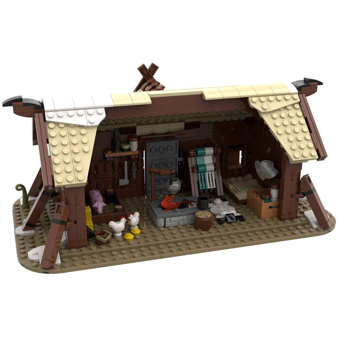 MOC - 102557 Viking Longhouse Medieval Building Blocks - LesDiy -