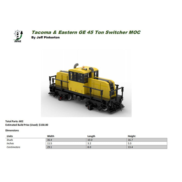 MOC - 110374 Tacoma and Eastern GE 45 Ton Switcher Building Blocks - LesDiy - Locomotive -
