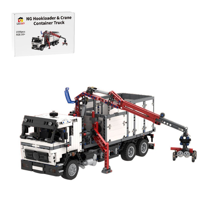 MOC - 120710 NG Hookloader & Crane Container Truck Building Blocks - LesDiy -