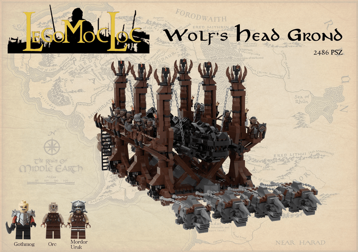 MOC - 122034 Wolf - head Siege Hammer Movie Model - LesDiy -