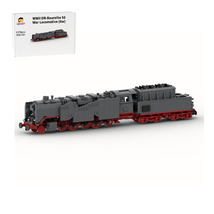 MOC - 129996 WWII DR - Baureihe 50 War Locomotive (8w) Building Blocks - LesDiy -