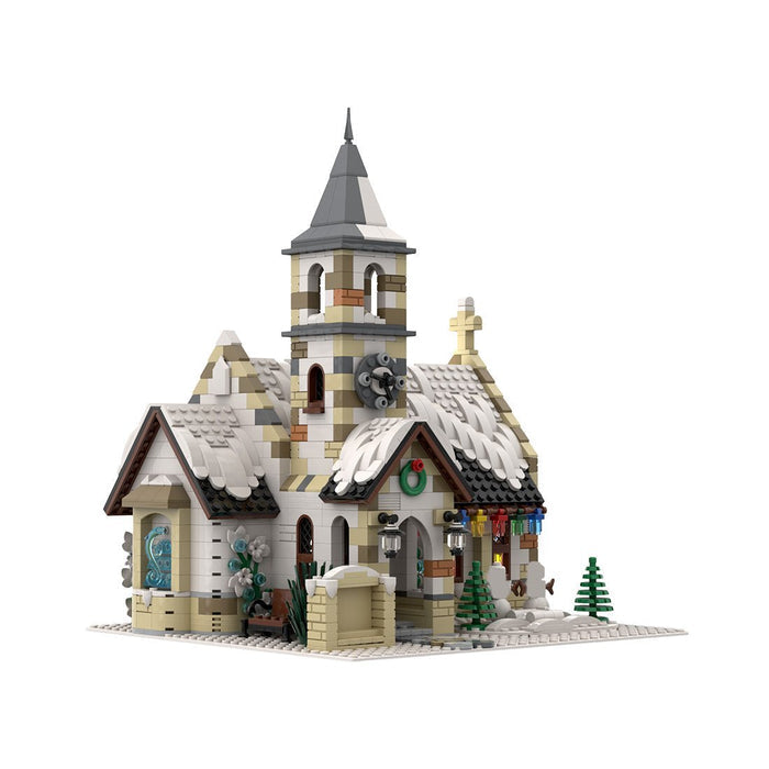 MOC - 147549 Winter Country Church Building Blocks - LesDiy -