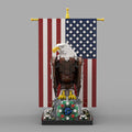 MOC - 161001+MOC - 161100 American Bald Eagle with Flag& Wreath - LesDiy - Dark Brown