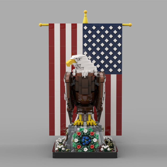 MOC - 161001+MOC - 161100 American Bald Eagle with Flag& Wreath - LesDiy - Dark Brown