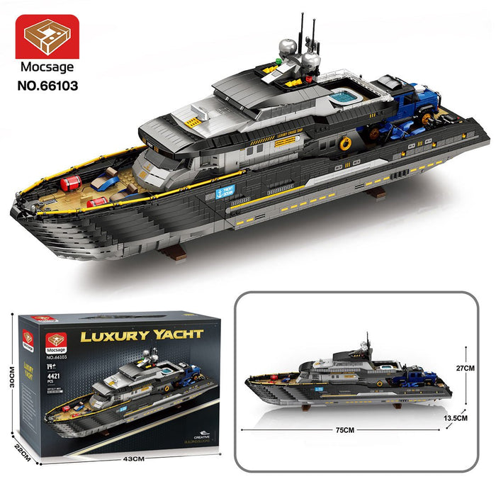 MOC - 185307 Explorer's Yacht - Mini - fig scale - full interior Building Blocks - LesDiy -