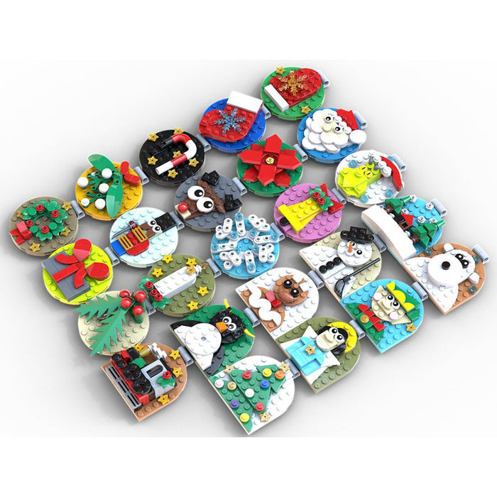 MOC - 202061 Advent Calendar of Christmas Ornaments Building Blocks - LesDiy - building blocks -