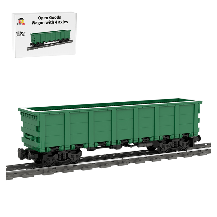 MOC - 221417 Open Goods Wagon with 4 axles U.S. style Bluilding Blocks - LesDiy - Locomotive -