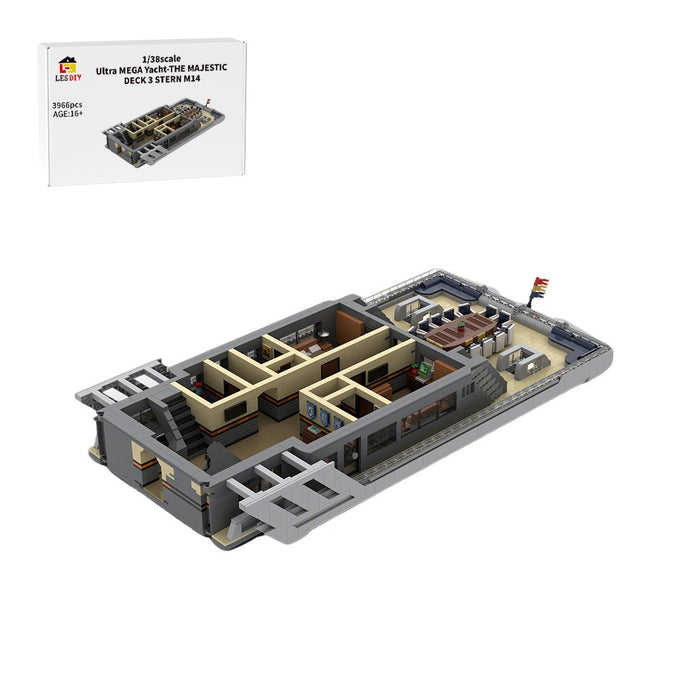 MOC - 230069 1/38 Scale Ultra MEGA Yacht - Part 7 Module 14 Deck 3 Stern Building Blocks - LesDiy - Building Blocks -